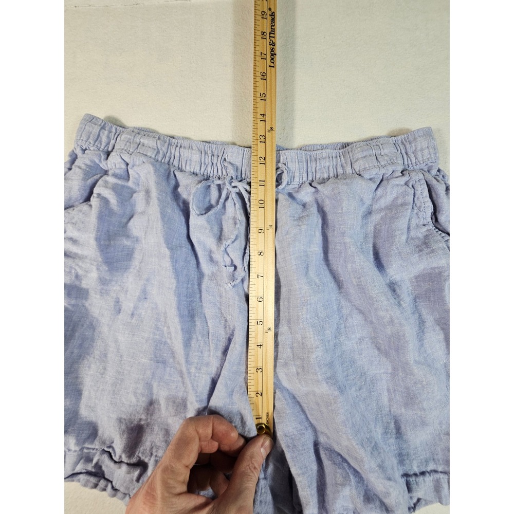 Tahari Womens 1X Light Blue 100% Linen Drawstring Elastic Waist Shorts Plus Size - Picture 4 of 8